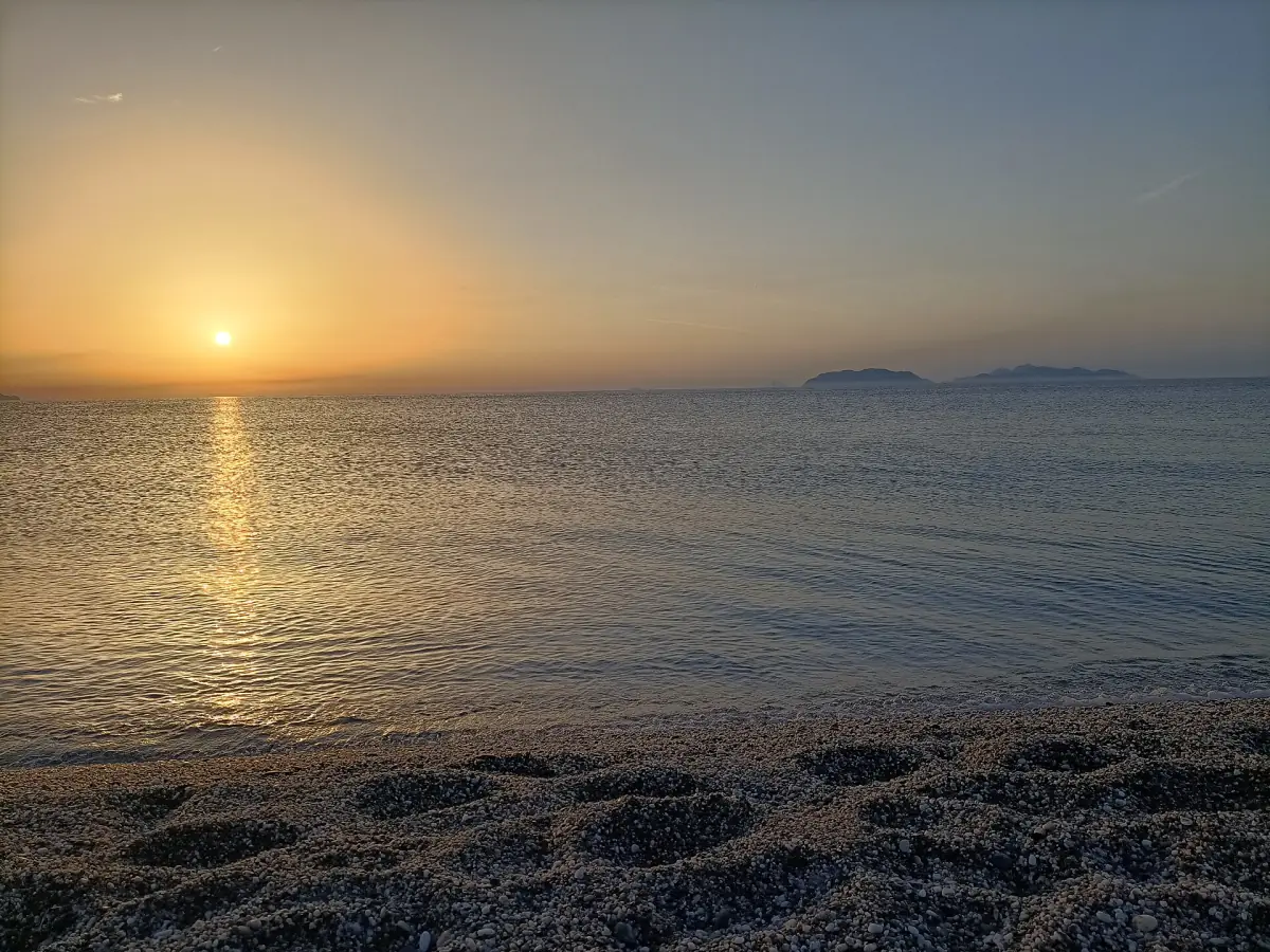 Sunset over the beach at Milazzo